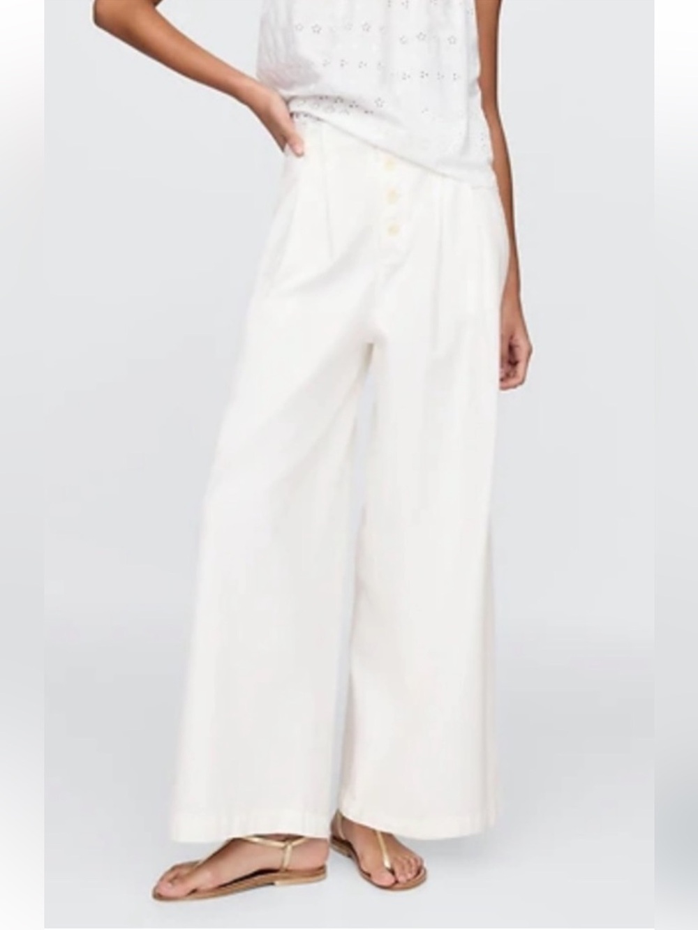 Gap x DOEN Wide-Leg High-Waist White Pants 12